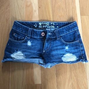 Ripped Low Rise Denim Shorts